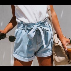 NEW! Wishlist Paper bag waist denim shorts